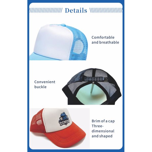 Factory Wholesale Sublimation Blank Hot Sales Polyester Sublimation Mesh Trucker Hat Custom Personalized Promotional Gifts
