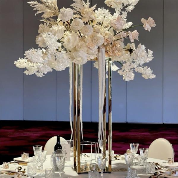 10 bras courbés Chandelier de cristal Centre de la cérémonie de mariage Haute or 51,18