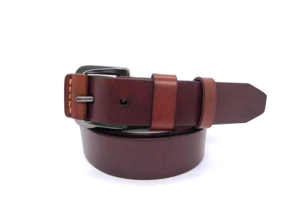 Male Full Grain 1 1/2 Wide Leather Bridle Belt With Anti - Scratch Gunmetal Buckle