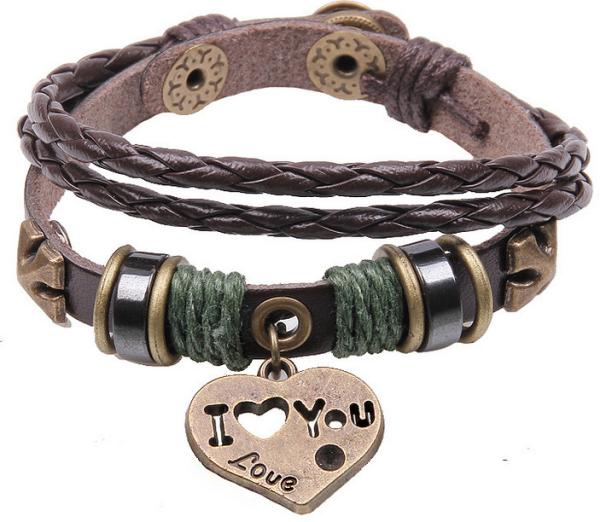 Serpentine knit little love antique stones handmade diy leather bracelet mixed batch
