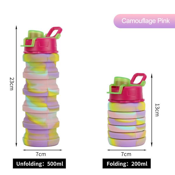 Compressible Water Bottle Lightweight Food-Grade Silicone Foldable Water Cup With Lids For Home Outdoor Travel Collapsible Water Bottle Silicone Travel Bottle Foldable Silicone Water Bottle