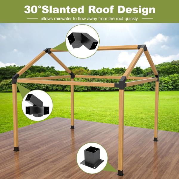 30° Pergola Bracket Kit pour 4x4 Bois, connecteur de bois de bricolage en forme de L, pergola extérieure et matériel de construction de porche