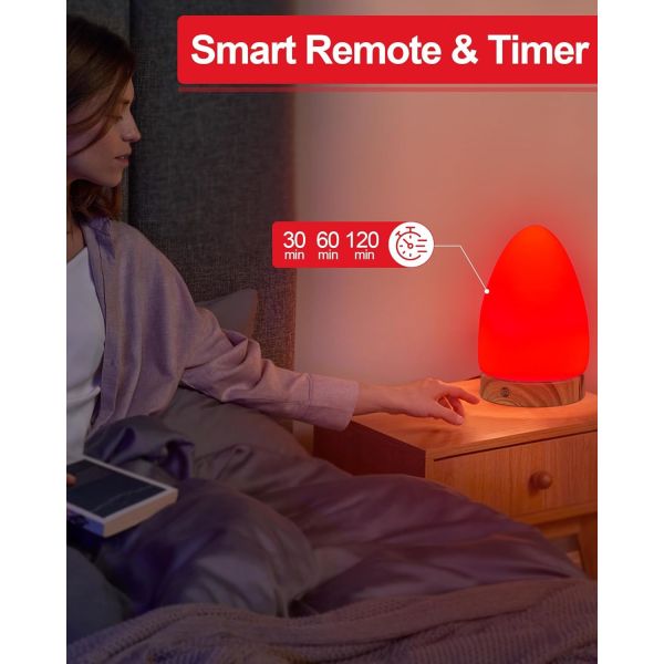 Red Light Night Light Desk Lamp with 670nm Wavelength Multi-Color Options and USB Charging for Sleep Aid