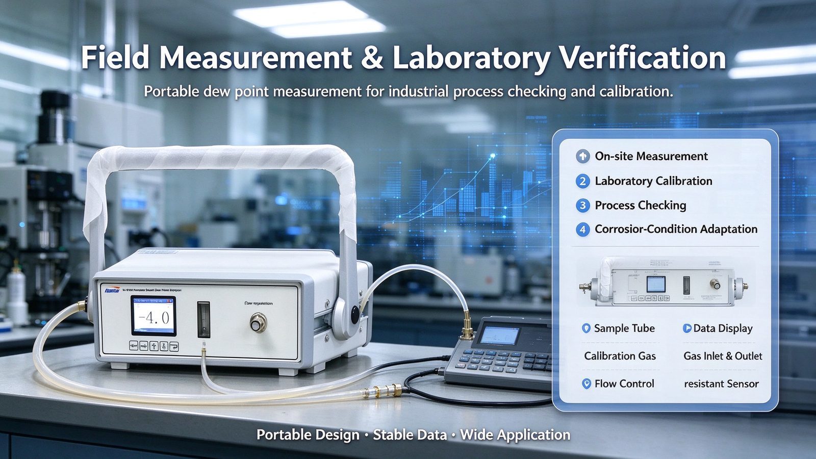 Portable Dew Point Analyzer Industrial Natural Gas Dew Point Meter For Compressed Air