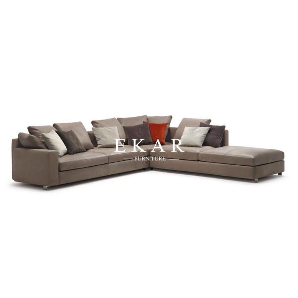 Nordic New Fashion L Shape Upholstered Living Room Furniture Leather Sofa Set