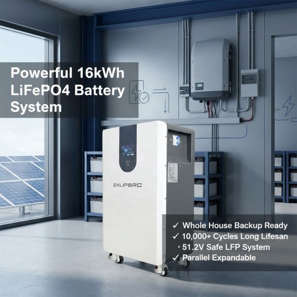 16kWh LiFePO4 Battery for Solar Energy Storage | 51.2V System Voltage 10kW Output Split Phase Compatible Hybrid Grid BMS