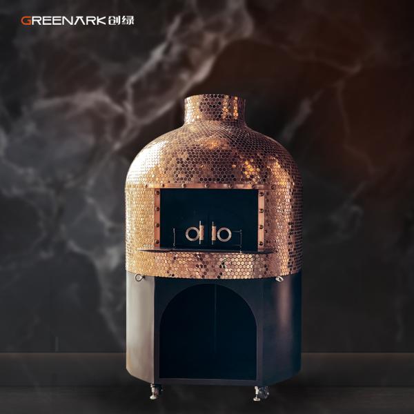 Horno de pizza redondo a leña de 1500 kg con base de roca volcánica