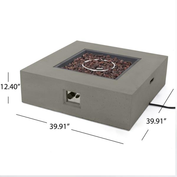 Outdoor 40'' 50000 BTU Square Metal Fire Pit Table Brazier With Tank Rack