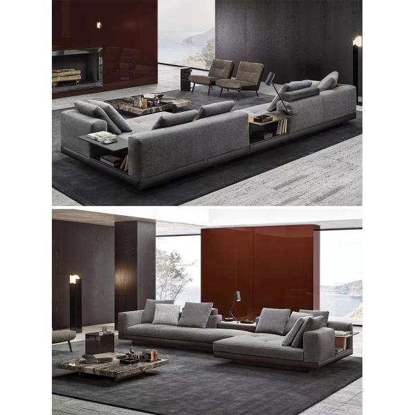 Shaped Curved Minimalist Hotel Lobby Furniture Linen Sectional Sofa