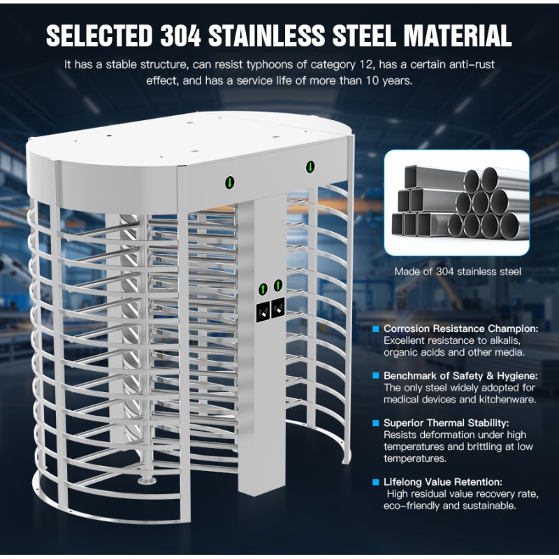 CW801-2 Double-Lane Full Height Turnstile Gate for Pedestrian Access Control