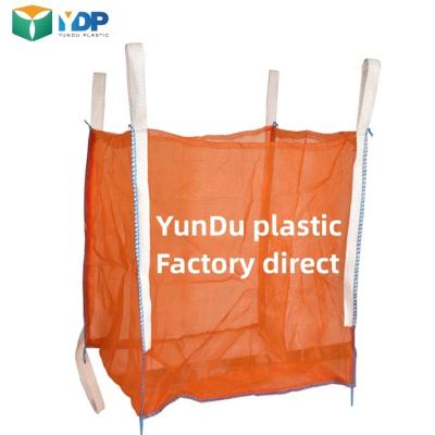 4 Panels Ventilated Big Bags Yellow Green Breathable 1 Ton Big Bag for firewood onions