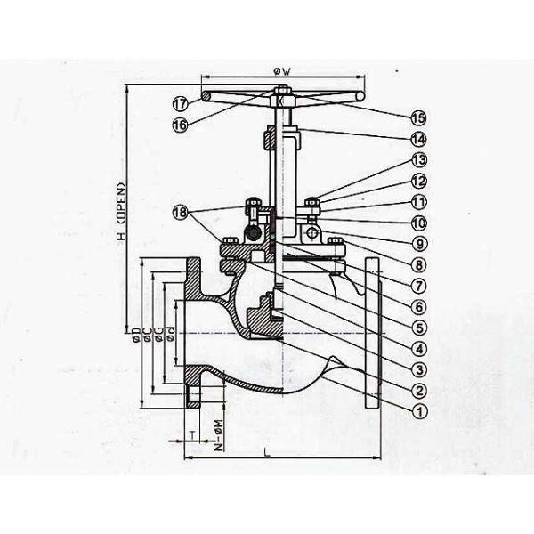 Класс API 150LB Нержавеющая сталь CF8M Фланцевый глобусный клапан 8 дюймов 12 дюймов