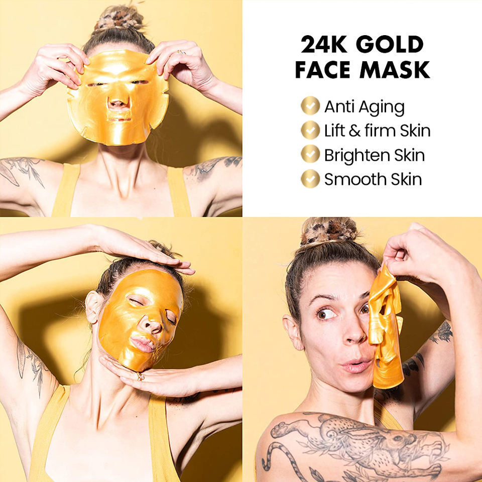 OEM ODM customized facial moisturizing facial mask whitening 24k gold collagen crystal facial mask private brand