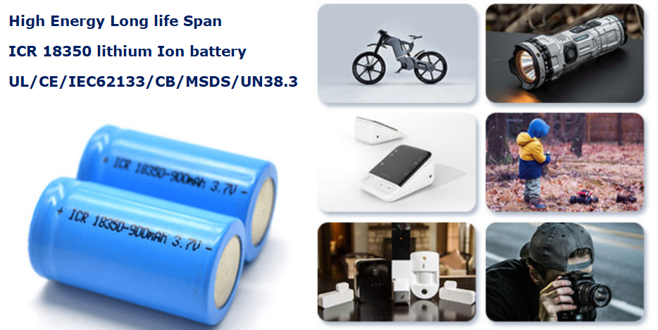 Grade A INR18350 Lithium Ion Battery 3.7V 900mAh High Capacity Rechargeable Battery