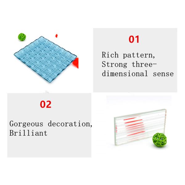 Vidrio decorativo de colores artesanía decorativa plana y curva vidrio templado vidrio de seguridad colorido vidrio de fusión en caliente para paredes de cortinas / balaustradas