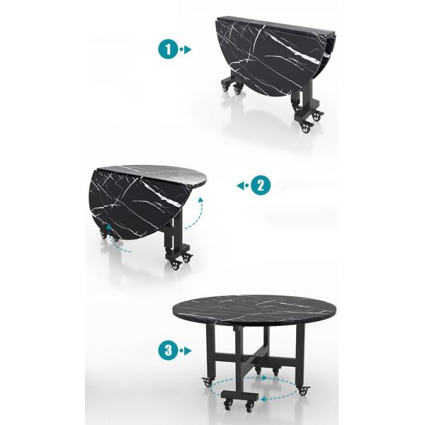 Modern Design Style Dining Table Luxury Nordic Round Drop Leaf Party Platform with Wheels