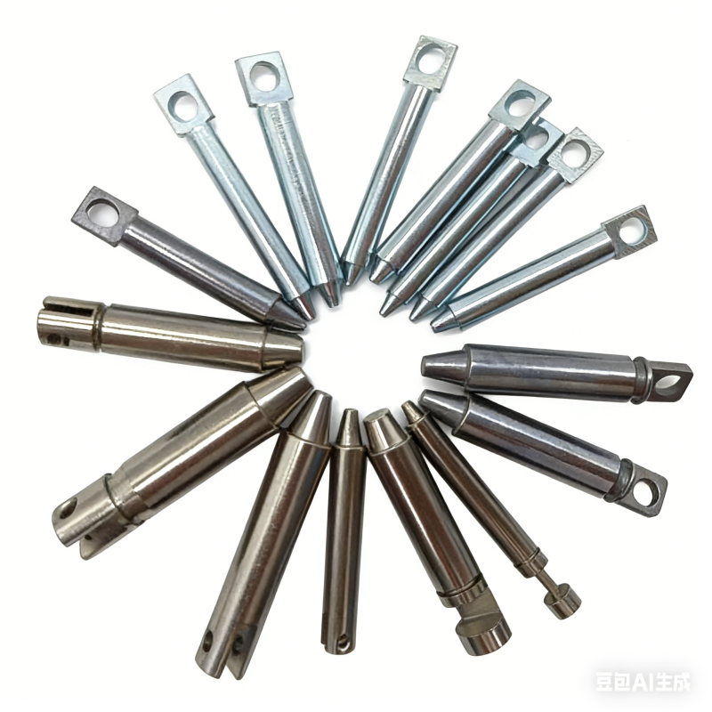Precision CNC Machined Tapered Locating Pin, Custom Stainless Steel Metal Shaft with Bracket for New Energy Industry
