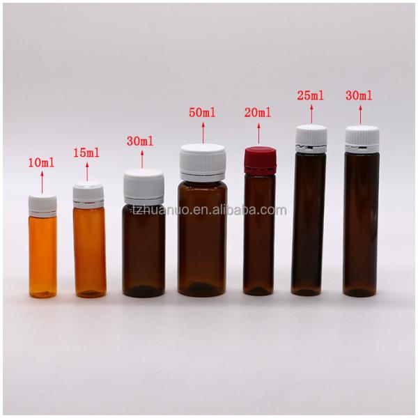 Food Grade 30mL PET Round Shape Slim Oral Liquid Plastic Bottle with Tamper-proof Lids