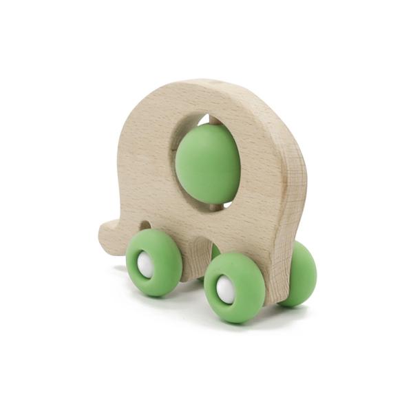 PVC Phthalate Lead Free Elephant Rattle Food Grade Silicone Car Toy
