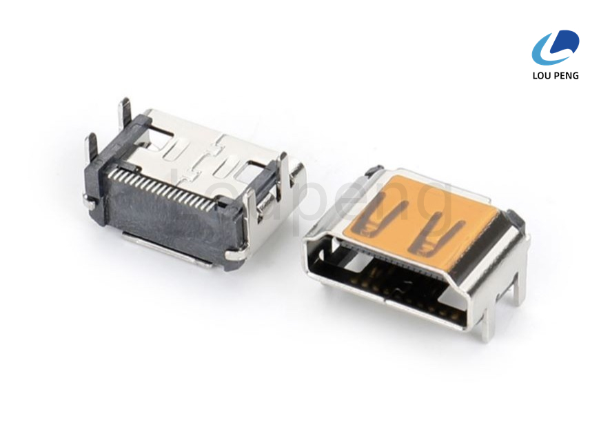 Contact Current Rating 0.5A AC rms DC HDMI Connector Panel Mount Copper Alloy C2680 BRASS Shell Material Durable Connection
