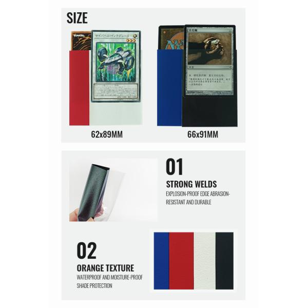 La naranja texturiza el protector azul sólido de la tarjeta de comercio de CPP de las mangas de la tarjeta de 62x89m m