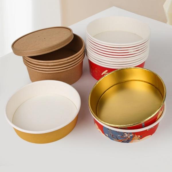 Cuencos desechables de papel de aluminio con impresión personalizada de PE PLA de oro
