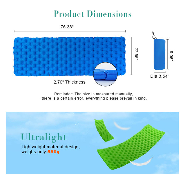 Durable Lightweight Hiking Sleeping Bag 7cm Camping Sleeping Pad For Outdoor Adventures