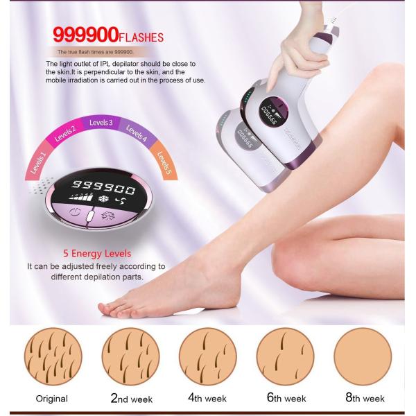 2023 Drop Shipping Home Electrolysis Hair Removal with Ice Cooling and 999900 Flashes