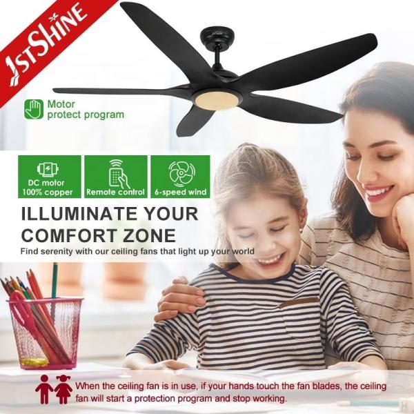 Baixo ruído 1stshine ventilador de teto LED com motor BLDC de alta velocidade e 6 opções de velocidade
