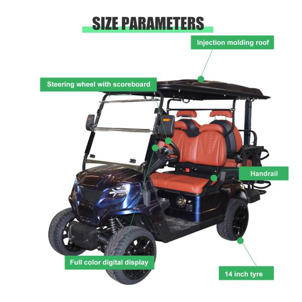 Standing Postion of Tail Caddie Equipped Electric Golf Cart 72v7kw Ac System Mini Carts
