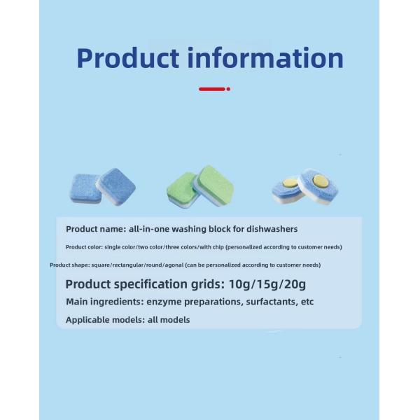 Solid 20g Dishwasher Detergent Tablets Disposable Home Sink Type Dishwashing Tablets