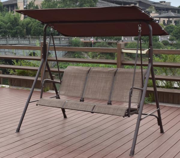 Steel Textilene 3 Seat Outdoor Hanging Chair Hammock With Canopy