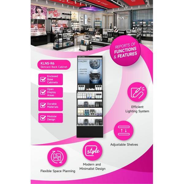 KLNS-R6 40mm Thick Soft Film Light Box Skincare Display Cabinet with 5mm White Glass