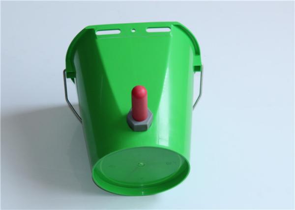 Sturdy Green/Gray 1.5 Gallon Calf Feeding Bucket with Removable Nipple and Graduated Scale