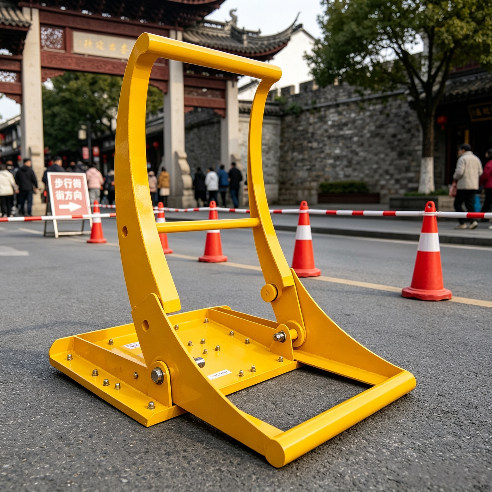 Lightweight Foldable Vehicle Security Barrier with Electrostatic Spraying for Urban Road Safety