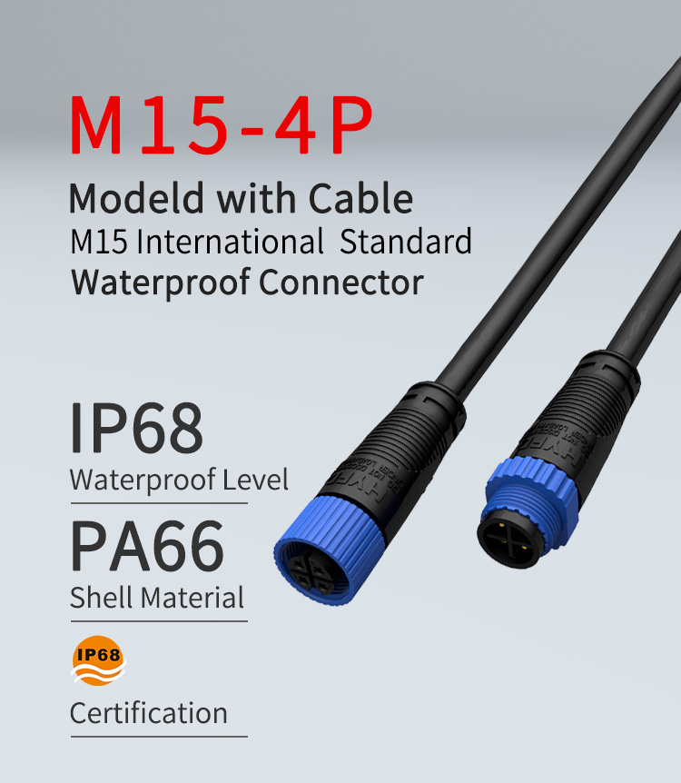 IP68 соединитель Pin мужской женской штепсельной вилки 300V M15 4 водоустойчивый