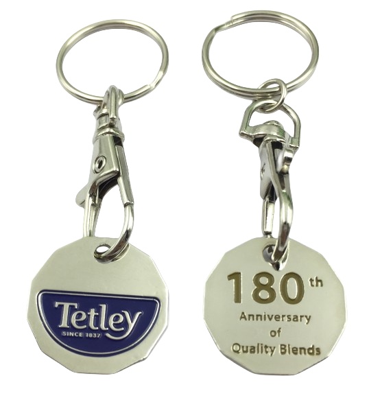 Shopping Promotional Metal Coin Keychain Custom Size Key Holders