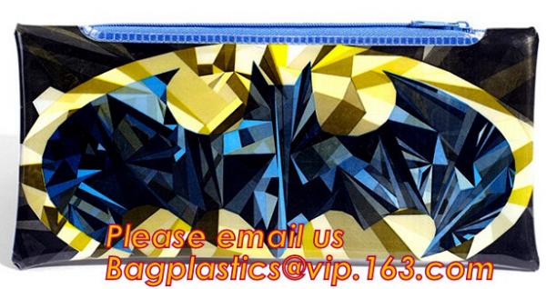 Custom cotton printed plastic waterproof pencil bag PVC pencil case with zipper, round mesh bags,