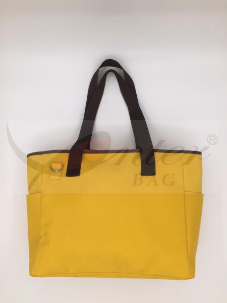 Large Travel Tote Bags With Zipper Yellow Color 300D Polyester Material