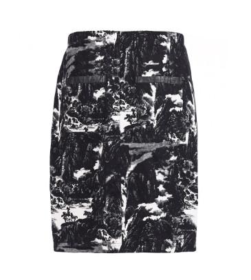 Chinese Ink Paint Printed Womens Fashion Skirts Straight Skirt With Elastic In Waist