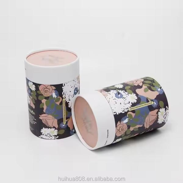 Produits alimentaires de qualité recyclable en papier kraft tube nouveau style emballage en bouteille de vin pour les produits cosmétiques papier artisanal carton en relief