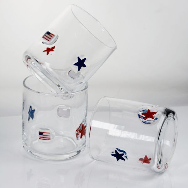 Hand Blown Patriotic Design Icon Glass with 400ml Capacity - Clear Tumbler for Whiskey and Cocktails