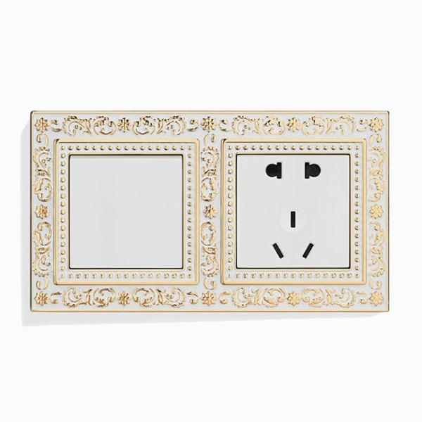 86 Gold White Brass Wall Switches , 220V Vintage Light Switch 91.2mm