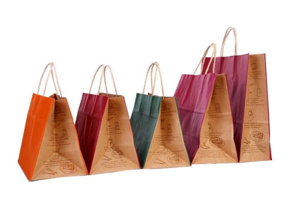 Sacos de compras Eco-amigáveis feitos sob encomenda do papel de embalagem de Brown com Logo Printing Supplier