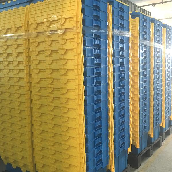 Solid Box Style FIRST 600*400*315mm Moving Storage Nestable and Stackable Plastic Crate with Lid