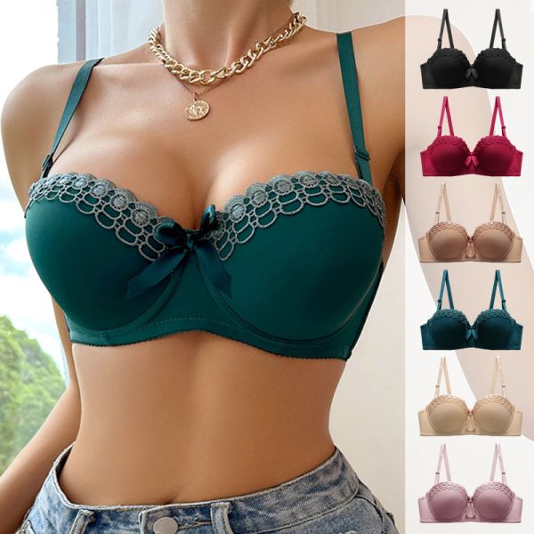 Women Bra Embroidered Butterfly With Steel Ring Underwear Non-slip Fashionable Ladies Sexy Big Chest Small Bra