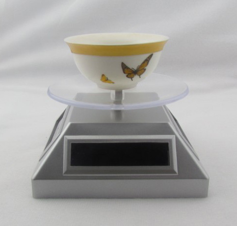 OEM / ODM customed logo 360 degree sliver Solar rotary display with battery hole