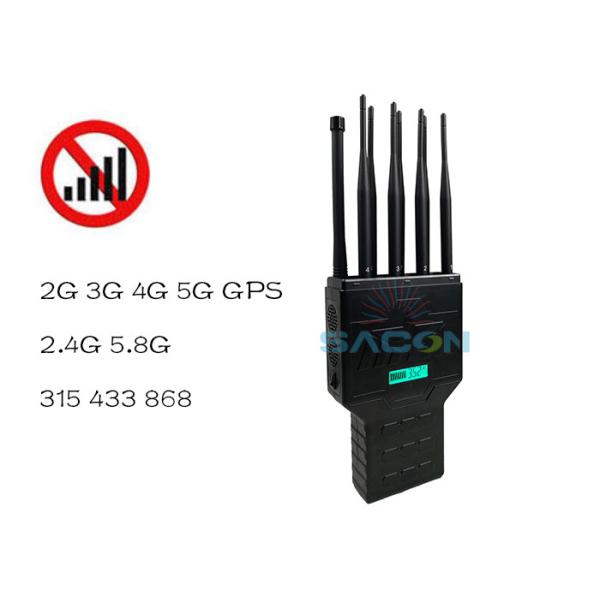 16W High Power 8 Antennas Handheld Signal Jammer with Built-in Battery for GPS WiFi 2G 3G 4G Blocking