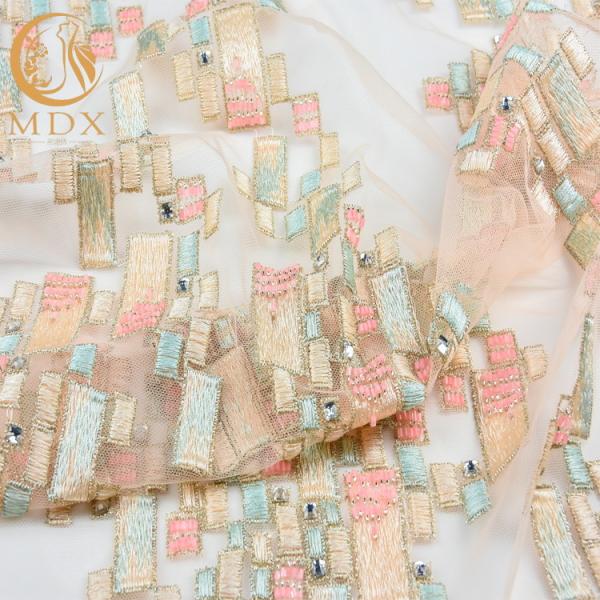 Тюль отбортовал вышитую ширину ткани 140cm шнурка подгонял со стразами