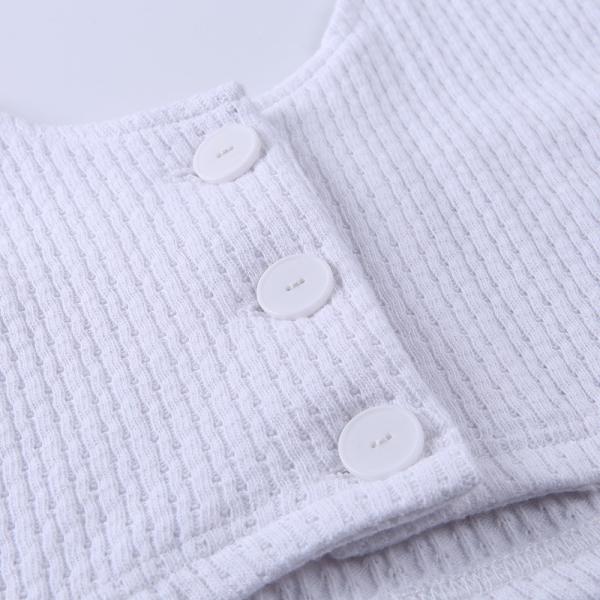 Backless Button Front Women Crop Top , Sleeveless Cotton Halter Tank Top